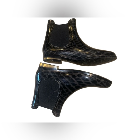 HENRY FERRERA Black Croco Ankle Rain Boots womens 11 - Picture 6 of 7